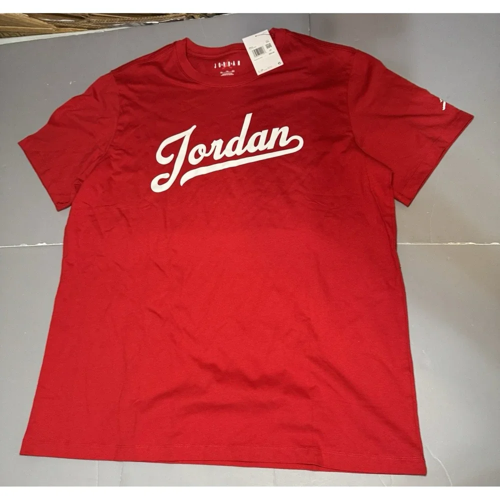 Nike Air Jordan XXL MVP Flight Cursive Script T Shirt Red FN5958-687 Baseball